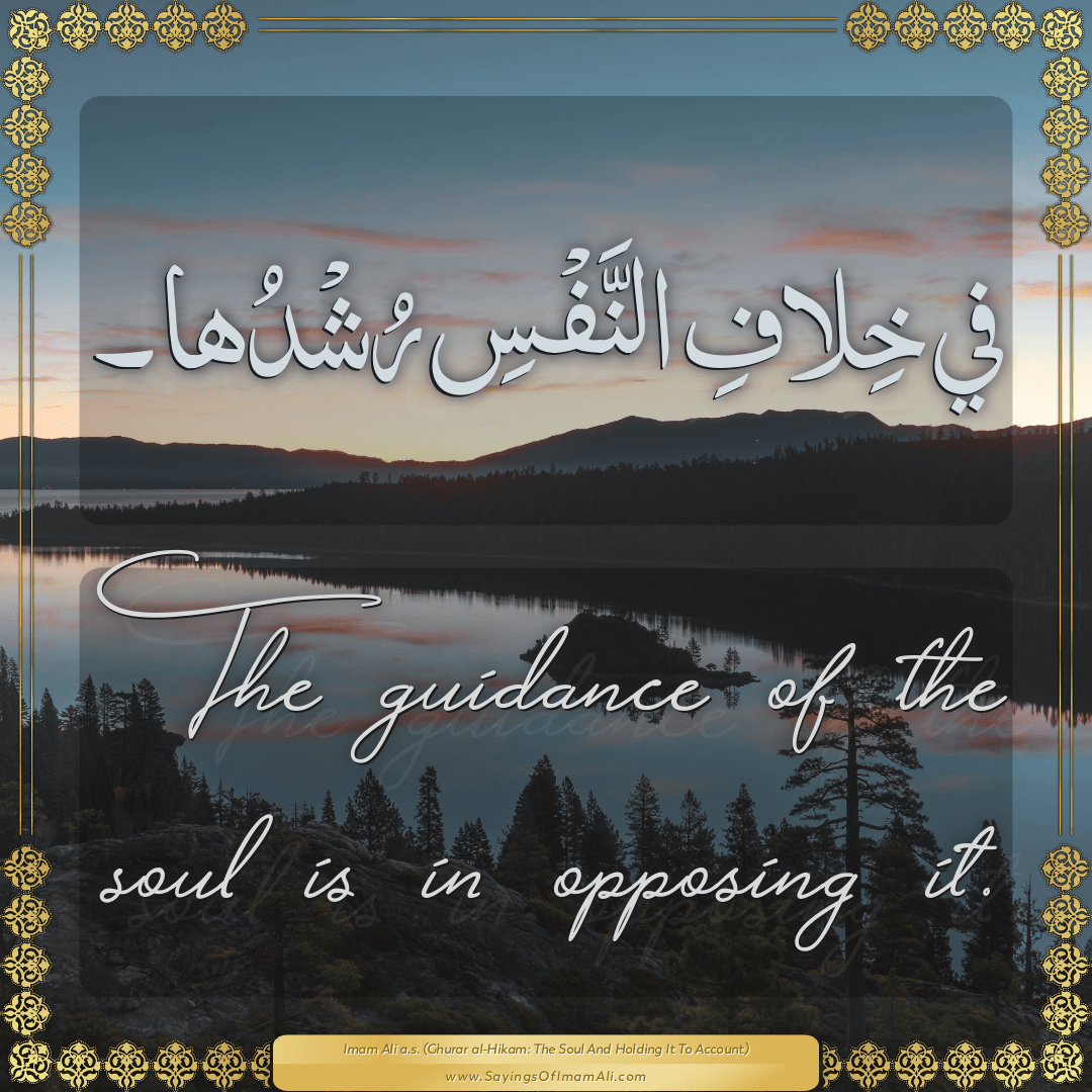 The guidance of the soul is in opposing it.